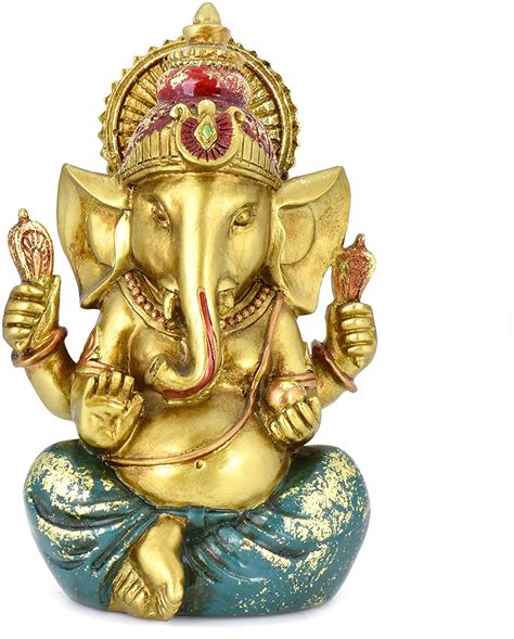 Home And Living Statues Bonded Bronze Lord Ganesha Idol On Lotus Hindu