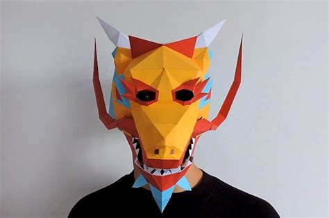 Diy Chinese Dragon Mask 3d Papercraft By Paper Amaze Thehungryjpeg