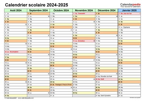 Calendrier Scolaire 2024 2025 Excel Word Et Pdf Calendarpedia