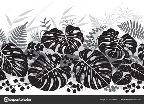 Tropical Plants Monochrome Pattern Stock Vector Image By ©valiva 185196688