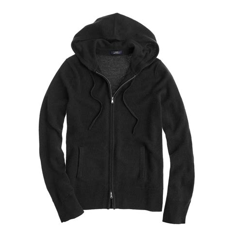 Collection Cashmere Zip Front Hoodie Cashmere Hoodie Hoodies Black