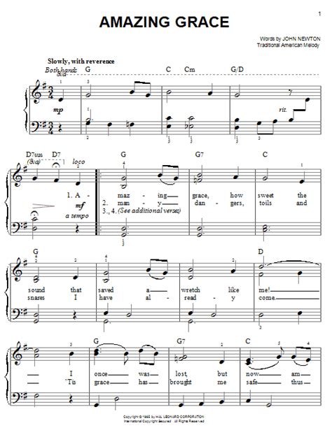 Amazing Grace Sheet Music By Traditional Easy Piano 68467