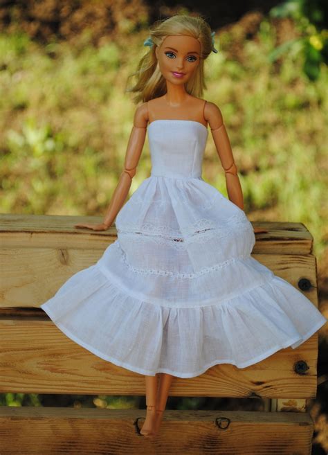 Barbie Doll White Dress Barbie Summer Clothes Etsy