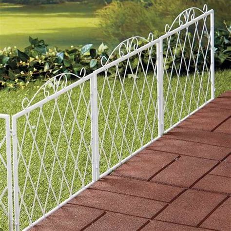 Scrolled White Metal Garden Fence
