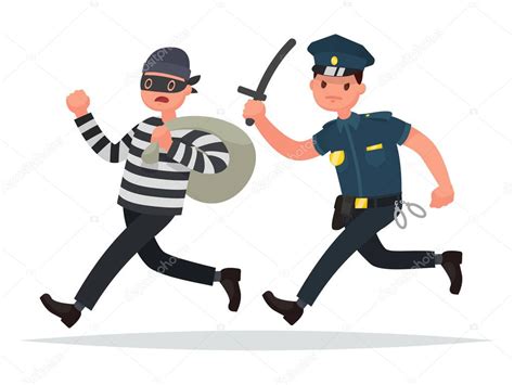 Policeman Chasing A Thief The Concept Of Combating Crime Vecto — Stock Vector © Lexam165gmail