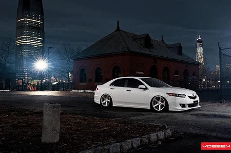 Vossen Wheels Adorning Slammed White Acura Tsx — Gallery
