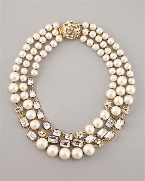 Kate Spade New York Party Pearl Bead Triple Strand Necklace In White Lyst