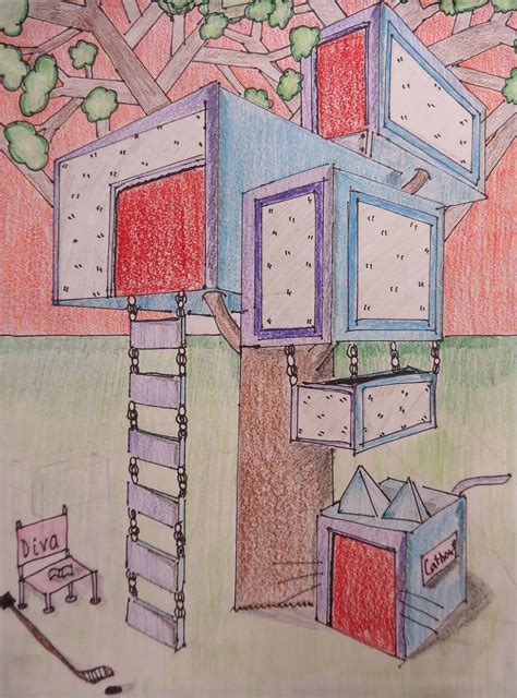 Mini Matisse Student Samples Of The Two Point Perspective Tree House