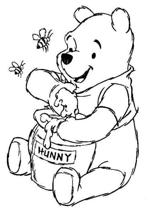Winnie The Pooh With Honey Jar Coloring Pages