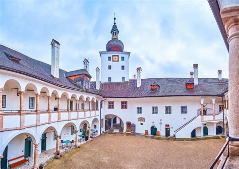 The Courtyard Of Schloss Ort Castle In Gmunden Austria Editorial Image