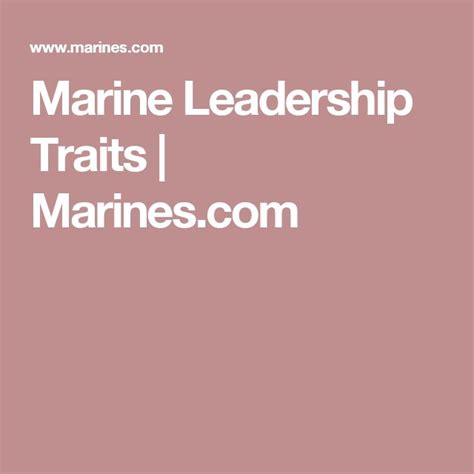 Marine Leadership Traits Leadership Traits Leadership