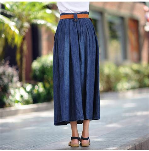 Ankle Length Long Denim Skirt