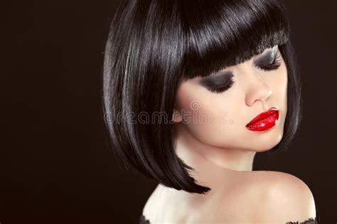 For this reason, wearing red lipstick can be intimidating. Smoky Eyes Makeup Closeup. Black Bob Hairstyle. Red Lips ...