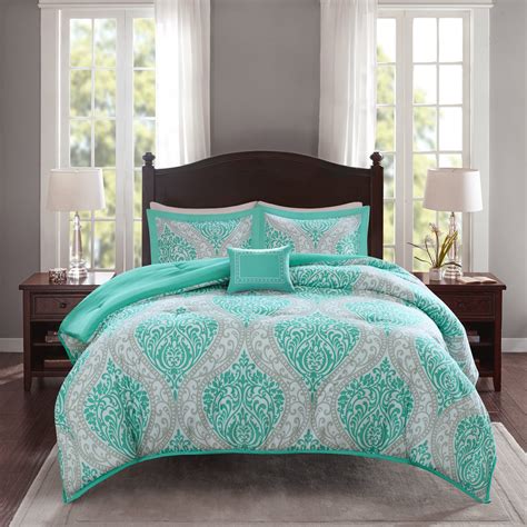 Comfort Spaces Coco Comforter Set 4 Piece Teal And