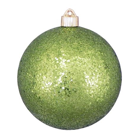 2ct Lime Green Shatterproof Glitter Christmas Ball Ornaments 6 150mm