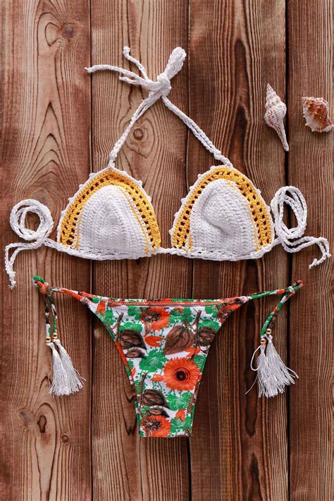 printed crocheted bikini set white crochet bikini bikinis bikini set my xxx hot girl