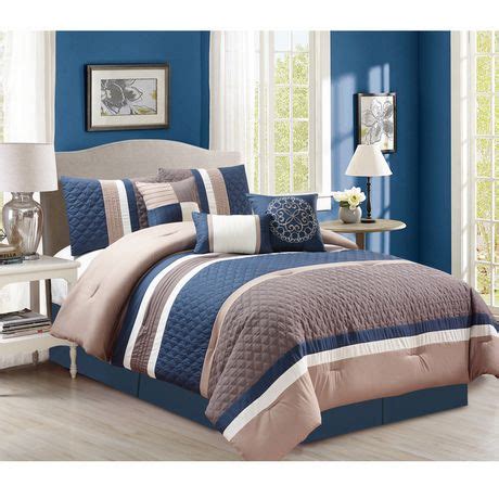 Brown and blue comforter sets. Safdie & Co. Home Deluxe Collection Blue 100% Polyester ...