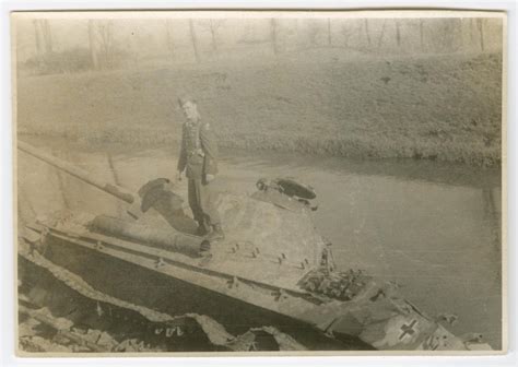 Soldier Standing On Wrecked German Tank The Portal To Texas History