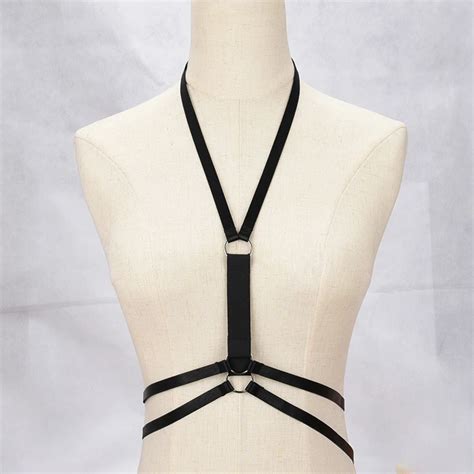 Black Body Harness Erotic Lingerie Body Bondage Harness Crop Top Fetish Wear Bodysuit Harajuku