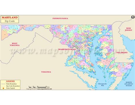 Buy Maryland Zip Code Map