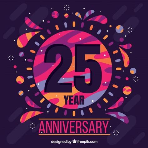 Download Happy 25th Anniversary Background With Colorful Shapes For