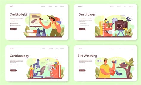 Premium Vector Ornithologist Web Banner Or Landing Page Set