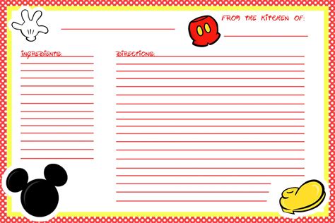 Vibrant 4×6 tiled recipe cards. Animating the Princesses : FREE PRINTABLE - Mickey Recipe Cards