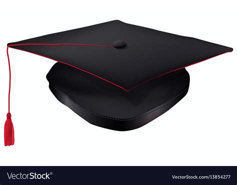 Black Graduation Cap With Red Tassel Isolated Vector Image
