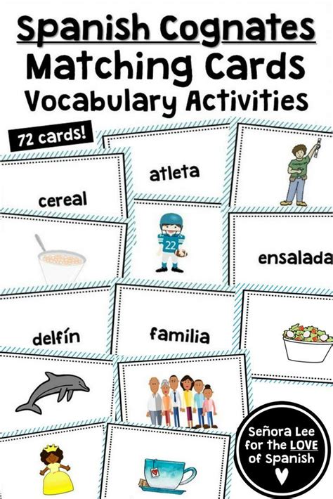 English Spanish Cognates Matching Vocabulary Cards Spanish Cognate