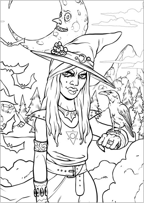 And kids in sweet halloween costumes. Halloween witch with her raven second version - Halloween ...