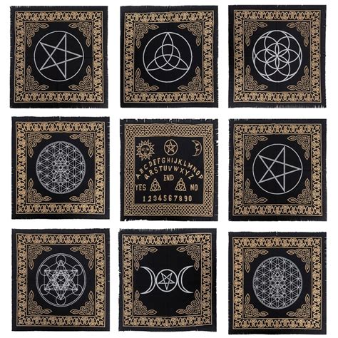 Altar Cloth Wiccan Pagan Yule Tarot Blackgoldsilver Etsy