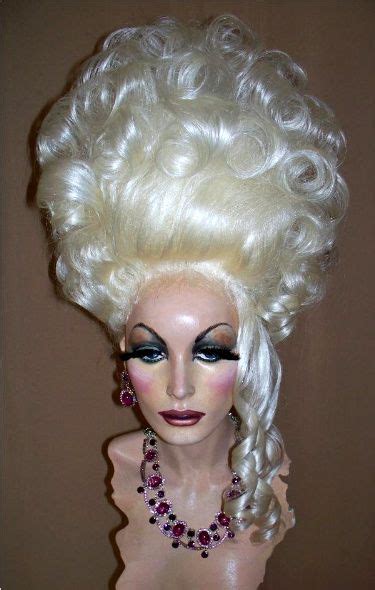 Drag Queen Wig Teased Big Tall White Platinum Blonde Up Do French Twist