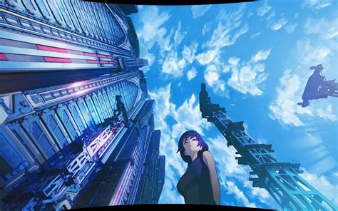 Free Download Anime Beauty Blue Buildings Wallpaper 13694 Wallpaper