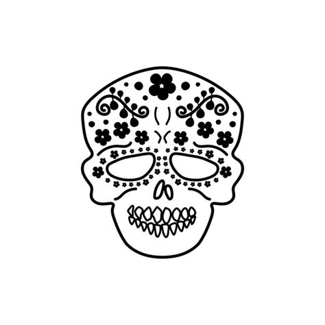 Premium Vector Hand Drawn Simple Doodle Sugar Skull With Floral
