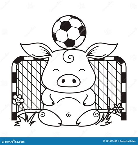 Cute Cartoon Pig With A Soccer Ball Vector Illustration Stock Vector