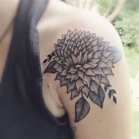 Dhalia Flower Shoulder Arm Tattoo Katehelenmuir Tattoos Shoulder