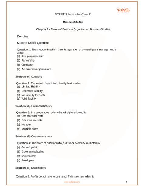 Forms Of Business Organization Multiple Choice Questions Leah Beachum