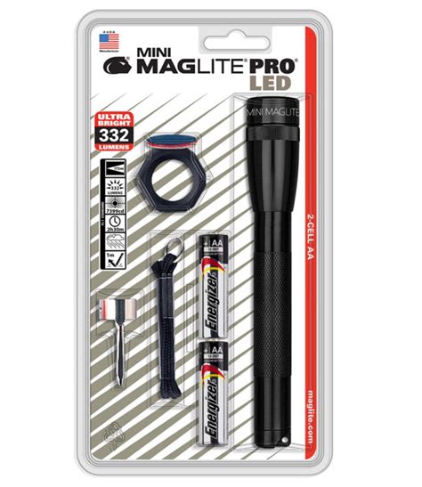 Maglite Sp2p01c Pro Mini Led Flashlight Black 332 Lumens