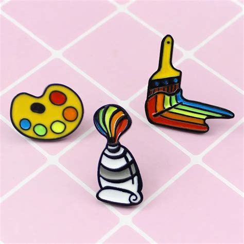 Art Enamel Pin Color Palette Color Brush Brooch Painting Color Palette