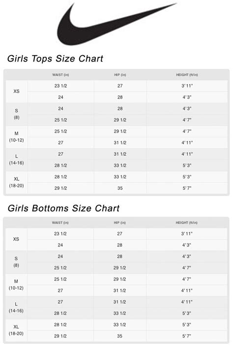 Nike Size Chart Sneakers