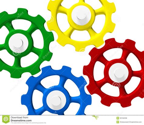 Colored interlocking gears stock illustration. Illustration of colour