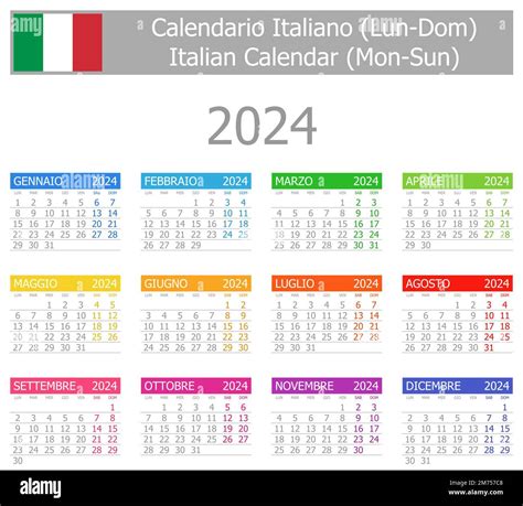 Calendario Annuale 2024 Vettoriale Italiano Janna Loraine