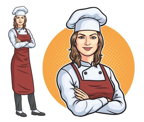 Premium Vector Standing Female Chef