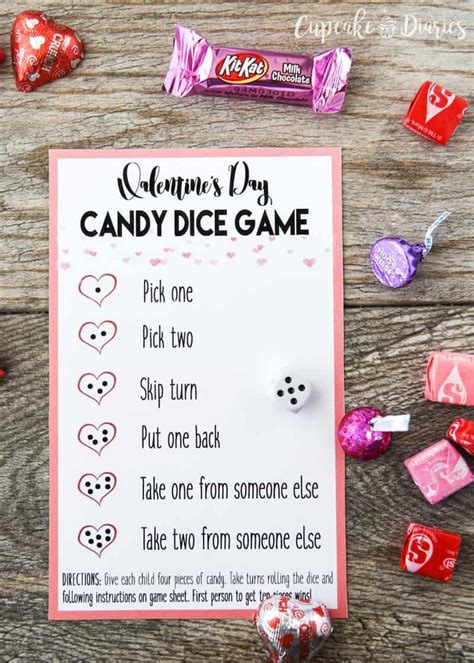 Valentines Day Candy Dice Game Valentines Day Party Games