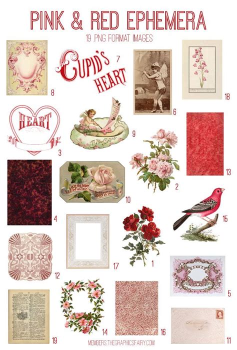 Pink And Red Ephemera Kit Graphics Fairy Premium Membership Pink