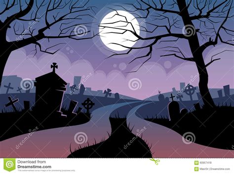 river halloween moon cemetery banner graveyard vector illustration 60957418