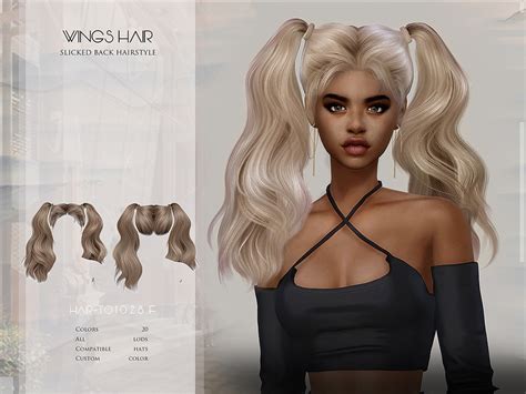 Double Ponytail Curly Hair By Wingssims The Sims Resource Sims 4 Hairs