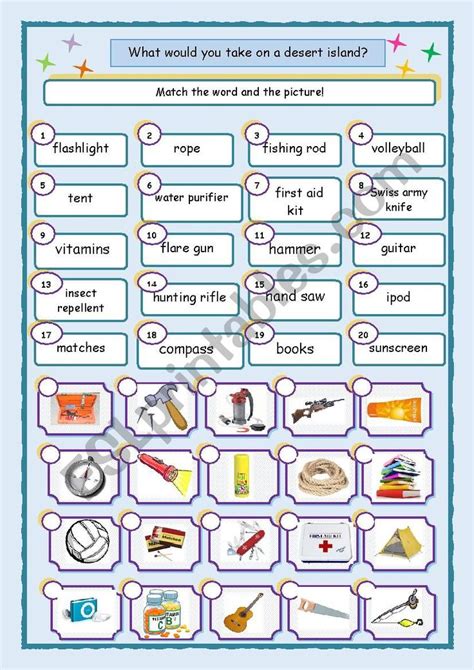 What Would You Take On A Desert Island Vocabulary Esl Worksheet By Frotea Vocabulary Desert