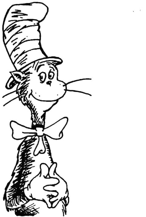 Free printable cat in the hat coloring pages. Cat in The Hat Coloring Page | Coloring Page Base