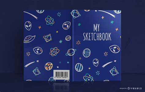 Space Doodle Sketchbook Book Cover Design Vector Download